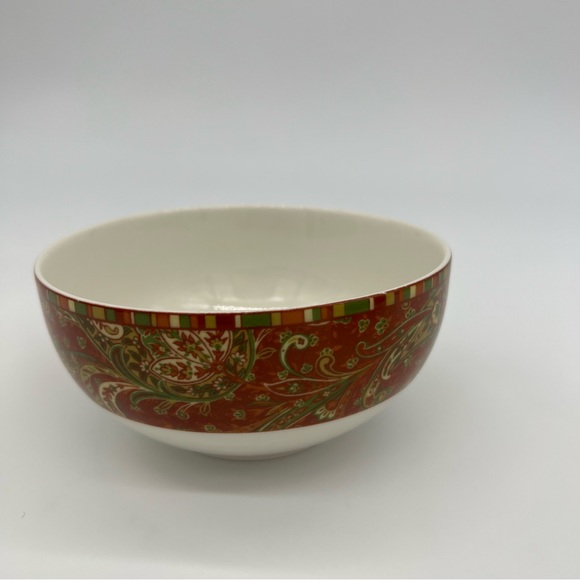 222 Fifth Maharana Bowl Set 2 Multicolor Paisley Holiday Kitchen Decor - Picture 6 of 11